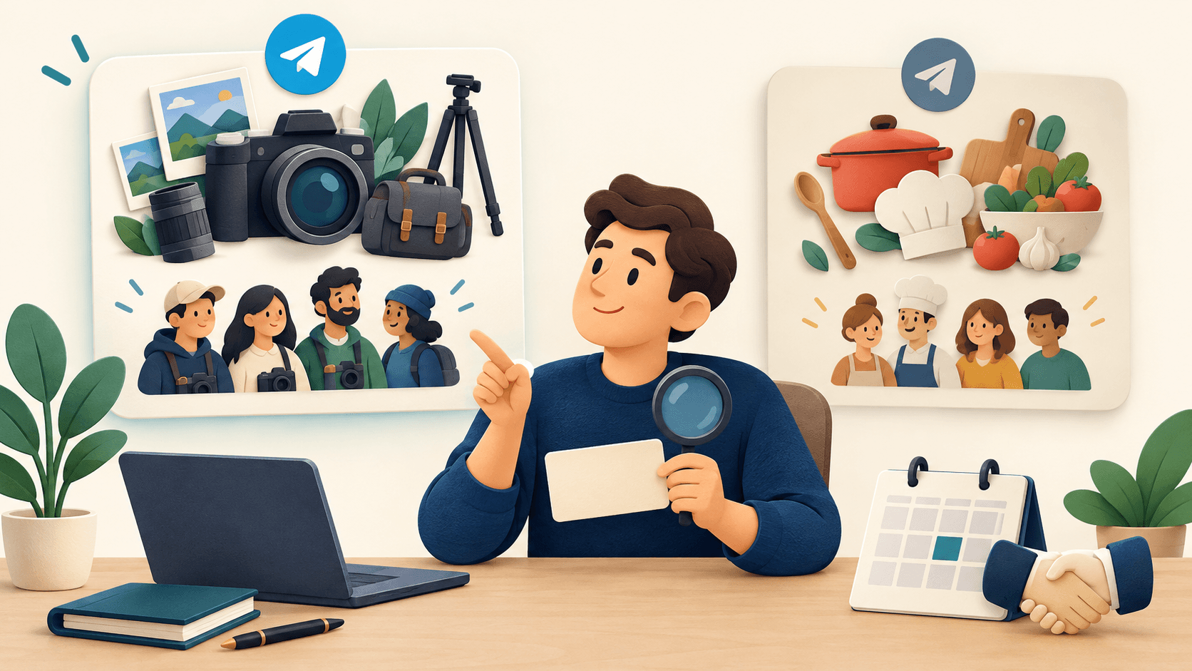 A marketer compares a photography audience with an unrelated cooking audience before selecting an advertising placement